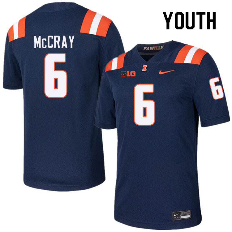 Youth #6 Josh McCray Illinois Fighting Illini College Football Jerseys Stitched-Navy